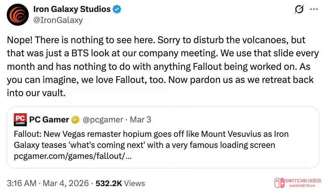 《新维加斯》重制?别做梦了! 《新维加斯》重制?别做梦了!