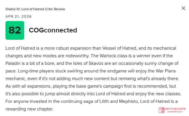 《暗黑4》新DLC媒体评分出炉!82分这波是稳了还是翻车了? 《暗黑4》新DLC媒体评分出炉!82分这波是稳了还是翻车了?
