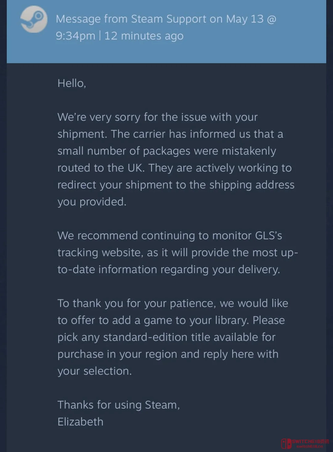 Steam手柄发错地址,客服直接送游戏?这补偿我羡慕了! Steam手柄发错地址,客服直接送游戏?这补偿我羡慕了!