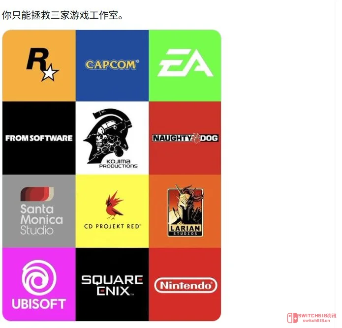 我去,玩家投票12家游戏公司选3个活,EA和育碧直接被拉黑? 我去,玩家投票12家游戏公司选3个活,EA和育碧直接被拉黑?